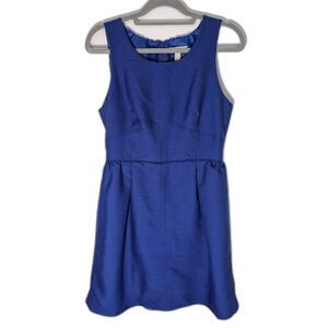 J.Crew Blue Wool Silk Fit & Flare Dress Size 8 Sleeveless Lined